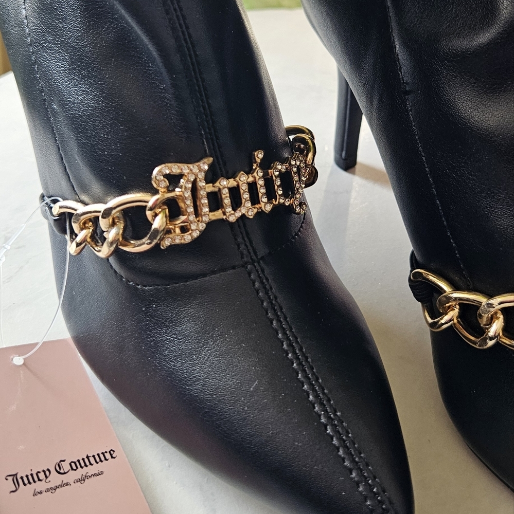 New Juicy Couture Black & Gold Women's Tommi Booties US Sz 6.5 - Picture 4 of 16
